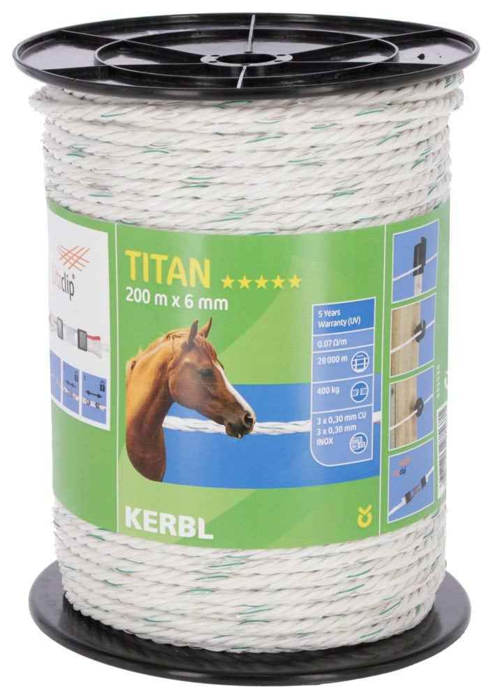 Linka ogrodzeniowa TITAN 200 m x 6 mm, biało-zielona, Kerbl